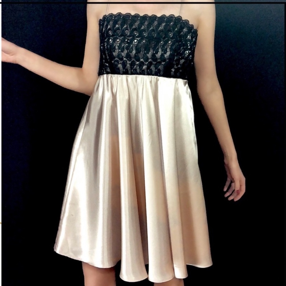 Eliza J lace and satin cocktail evening dress